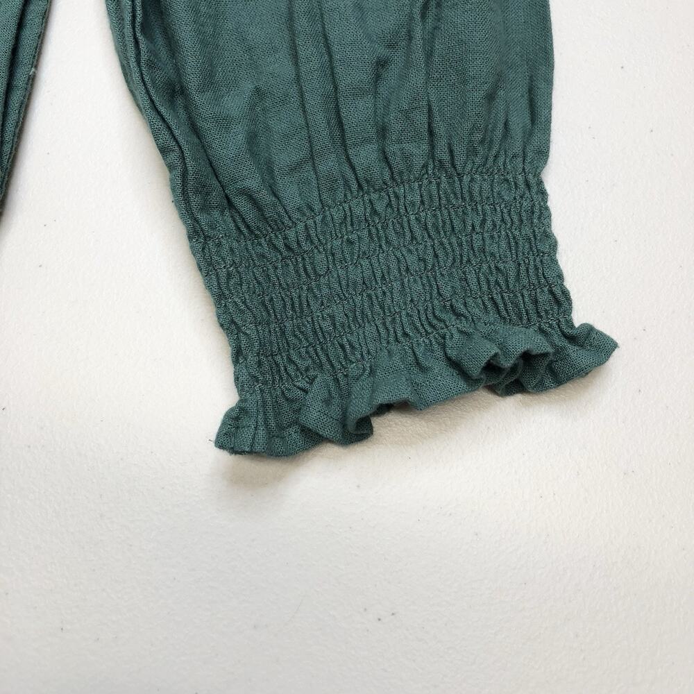 Xirena Maxi Dress With Belt Size S Or M Long Sleeve Shirred Cuffs Green ?Cotton? - Picture 5 of 5